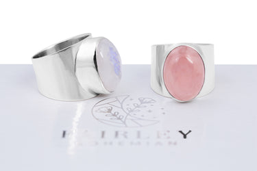moonstone june birthstone statement ring solid silver large gemstone rose quartz october birthstone